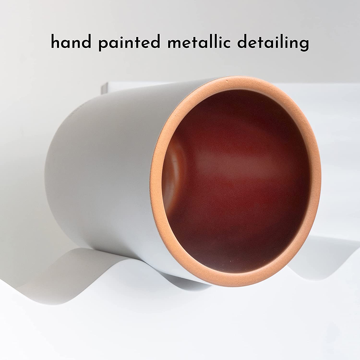 White and Copper Cement Canister