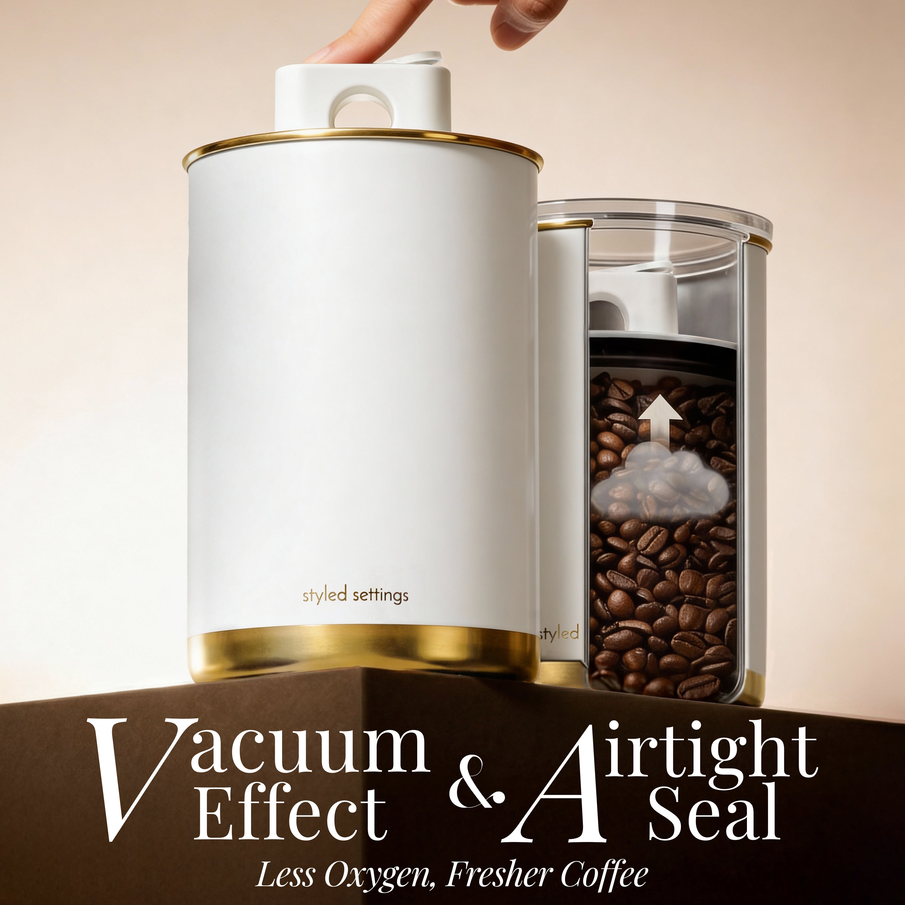 White and Gold Coffee Canisters (Set of 2)