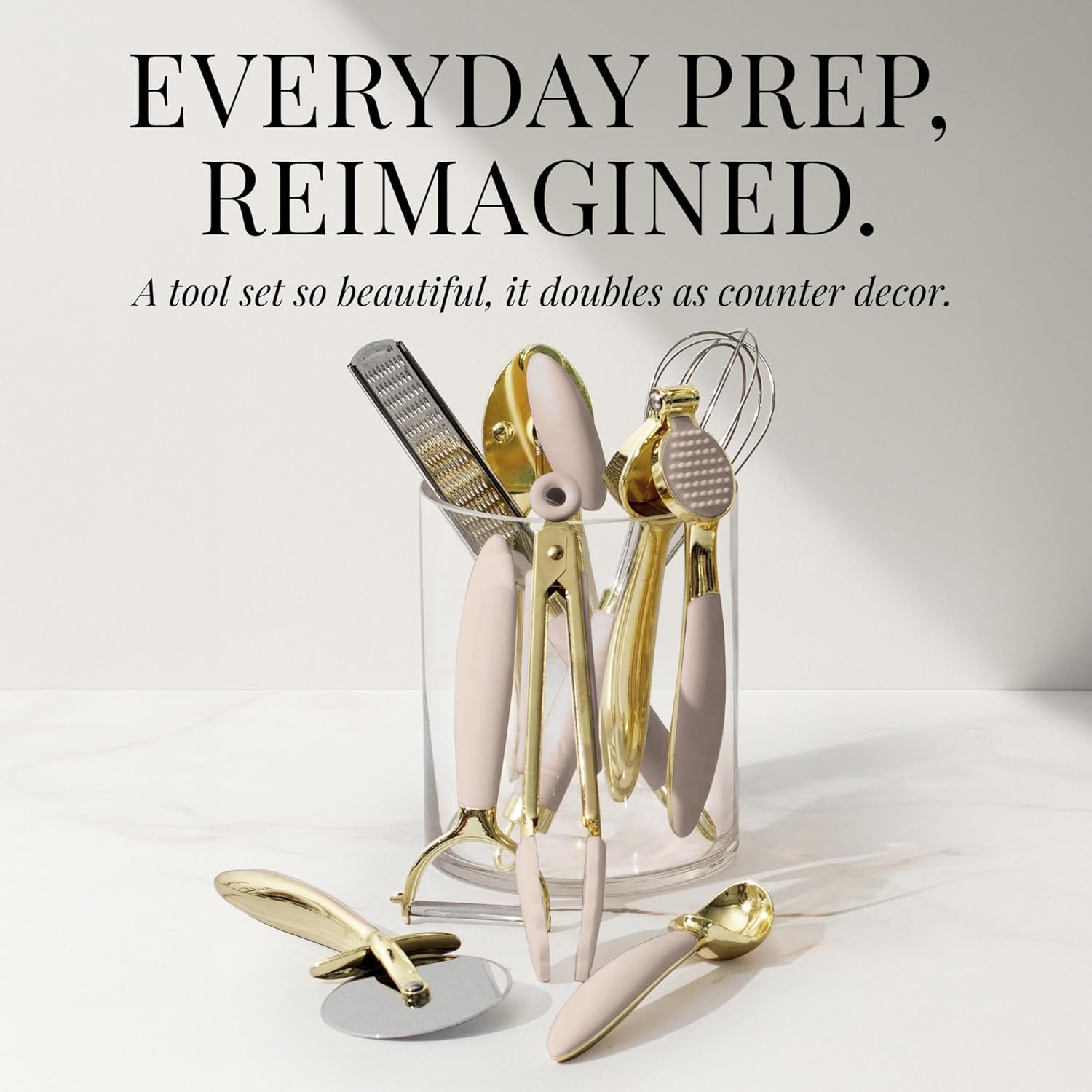 Beige and Gold Tool Set