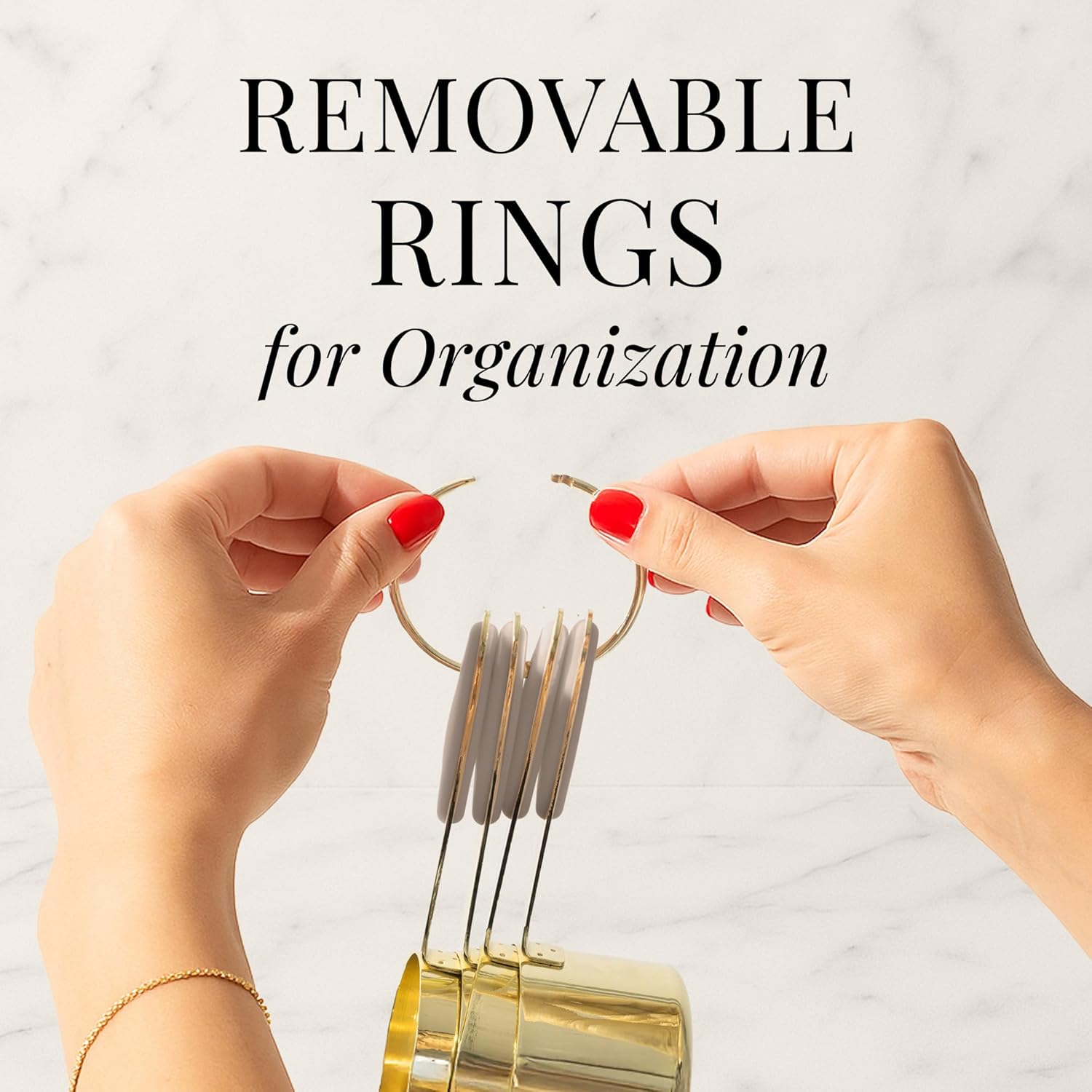 Beige and Light Gold Measuring Cups and Spoons Set