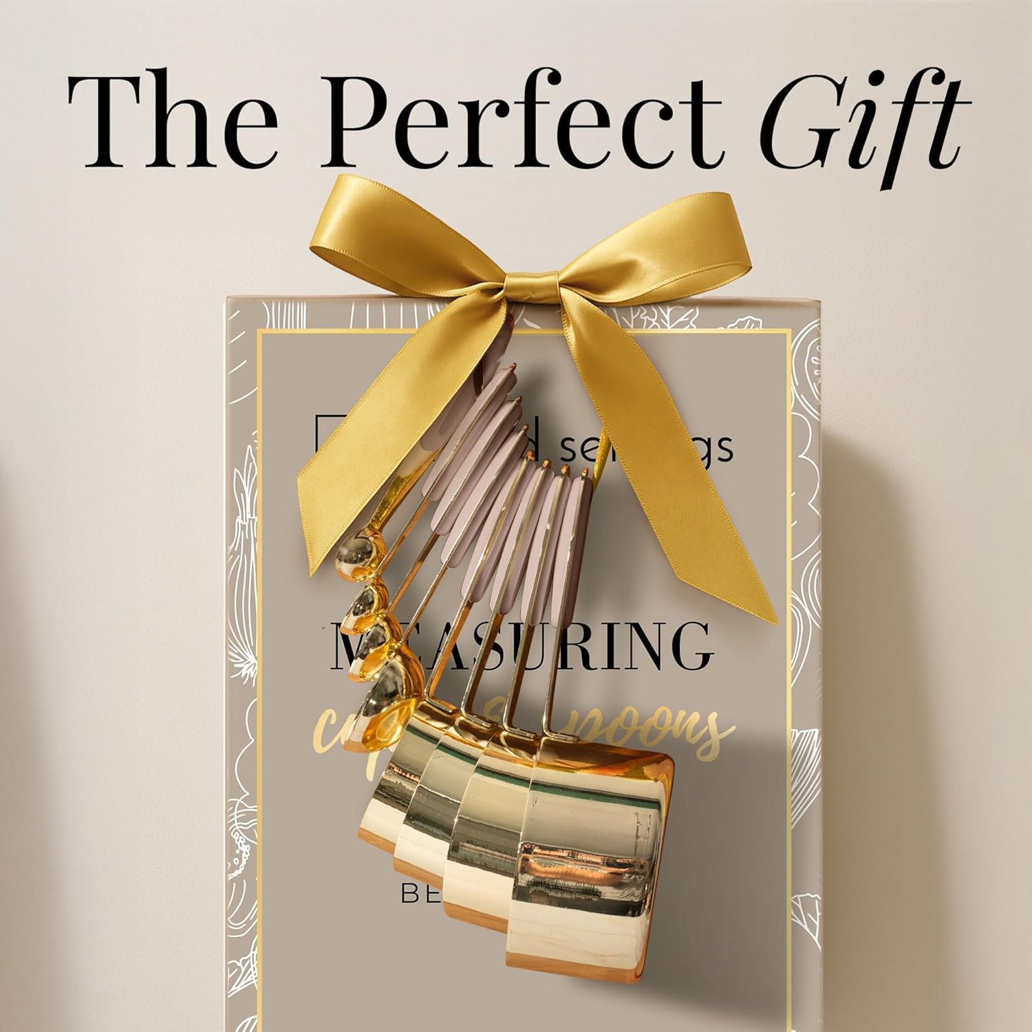 Beige and Light Gold Measuring Cups and Spoons Set