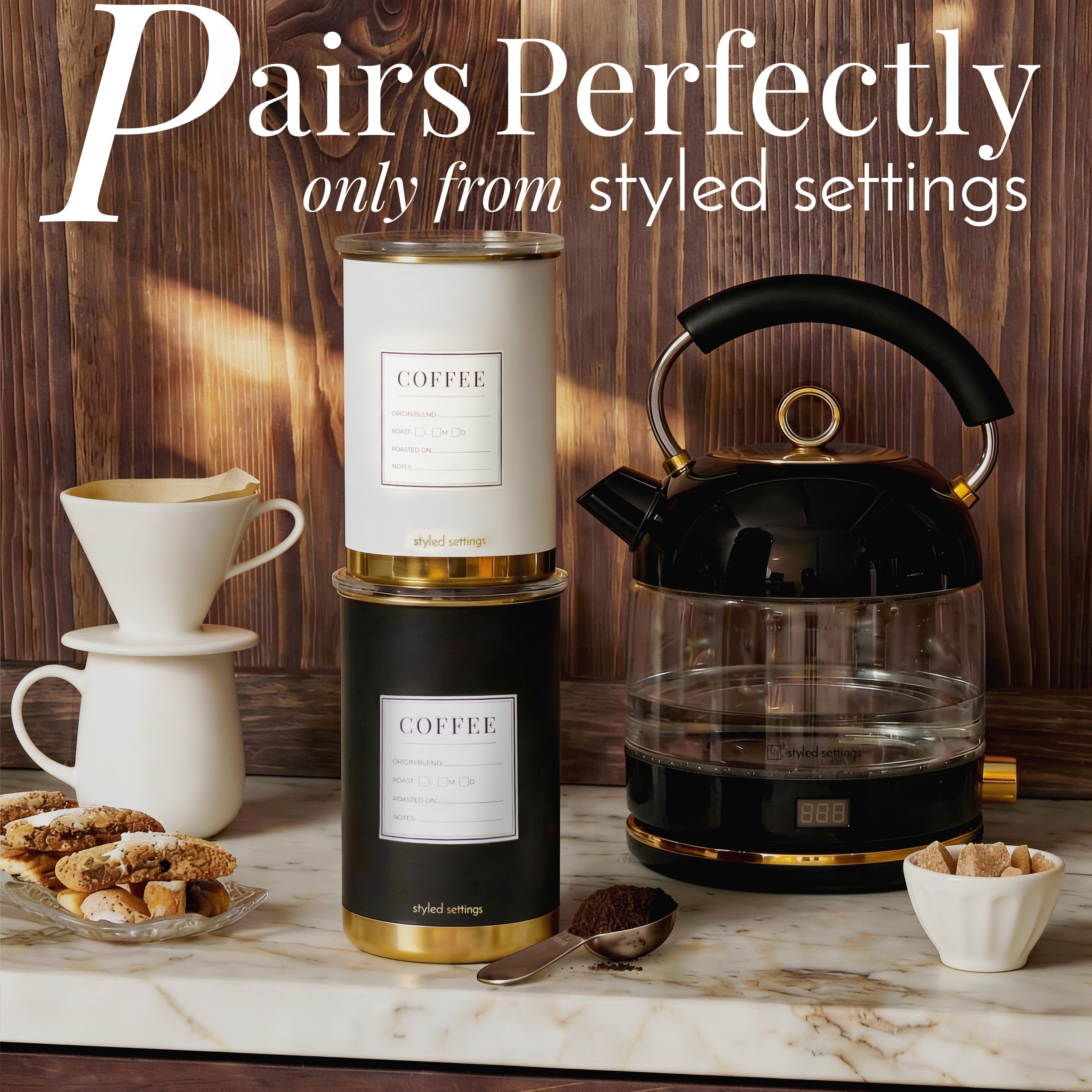 Black and Gold Coffee Canister