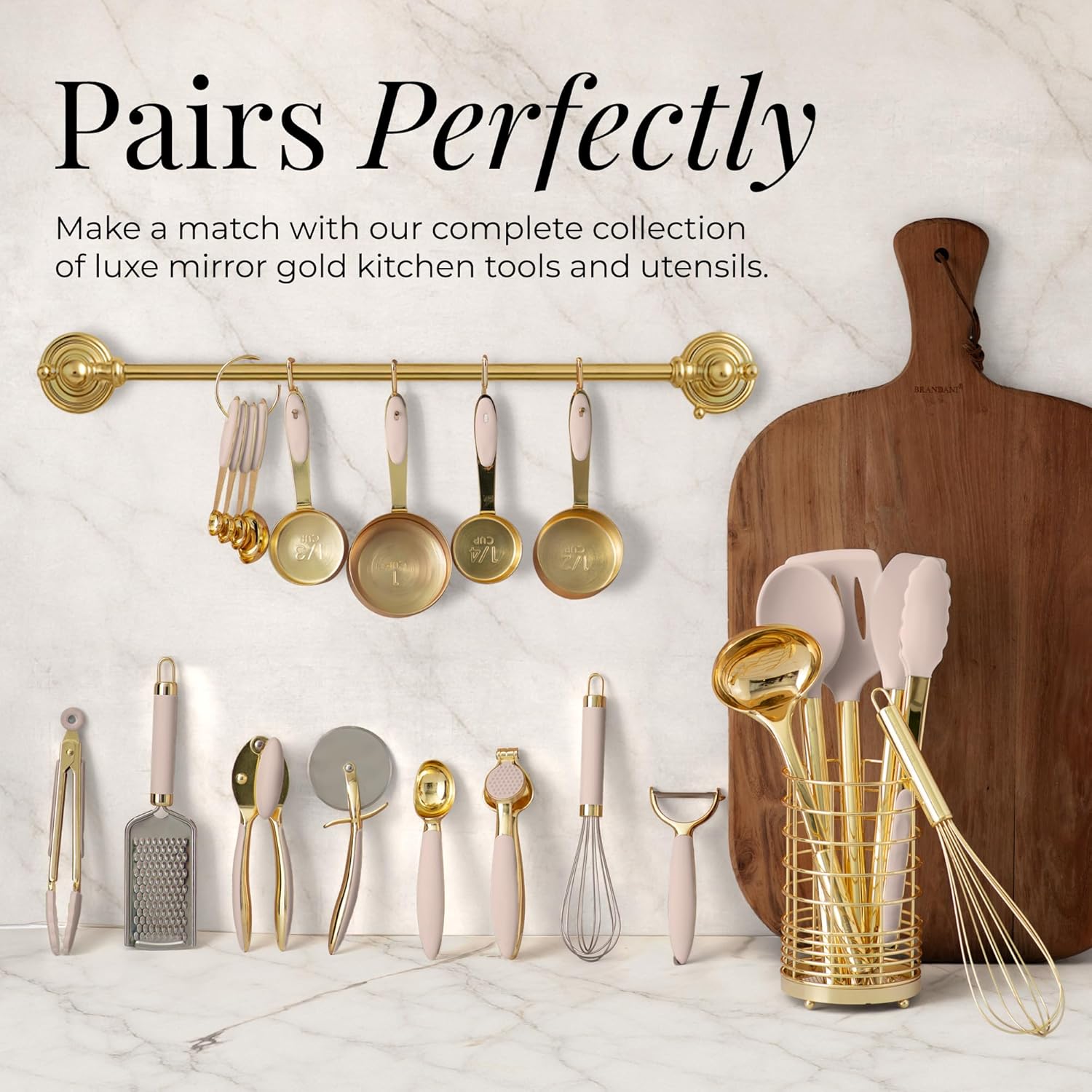 Beige and Light Gold Measuring Cups and Spoons Set