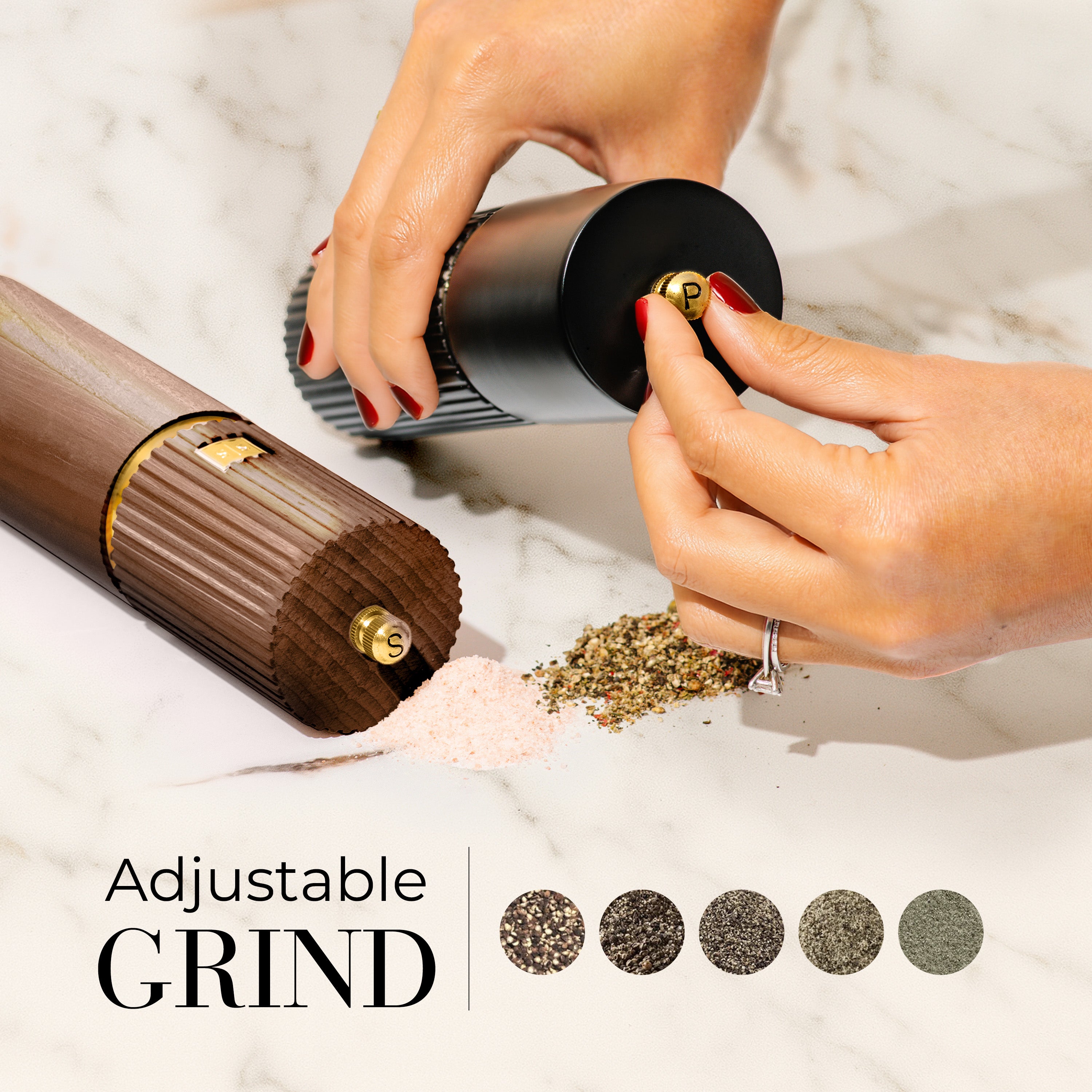Acacia and Black Salt & Pepper Grinder