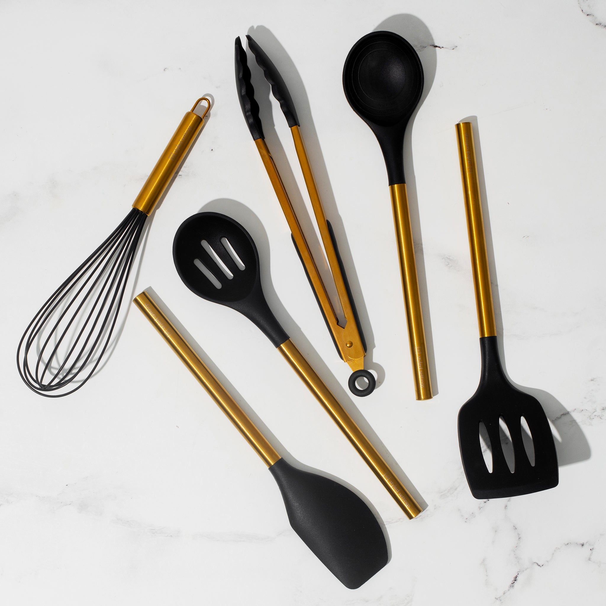 Styled Settings Black & Copper Silicone Kitchen Utensils Set with Copper  Utensil Holder