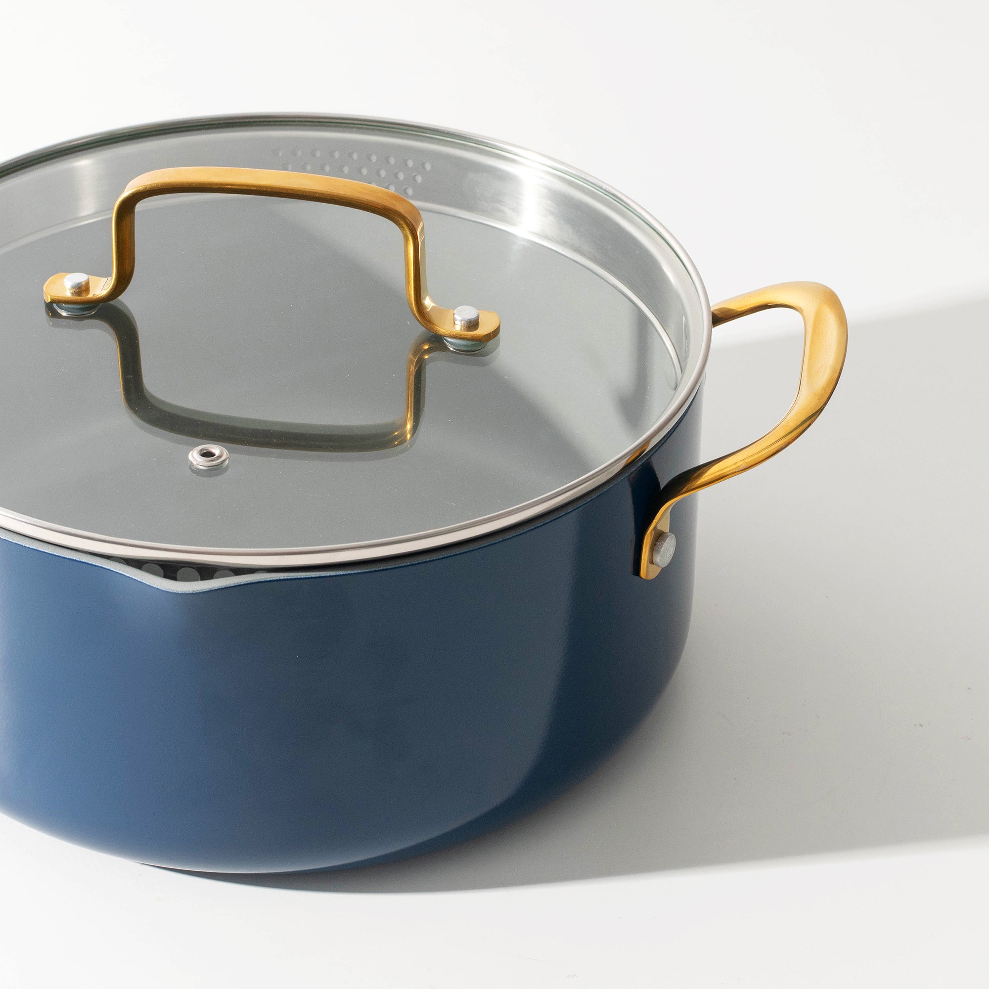 Navy and Gold Nonstick Pots and Pans Set - Styled Settings