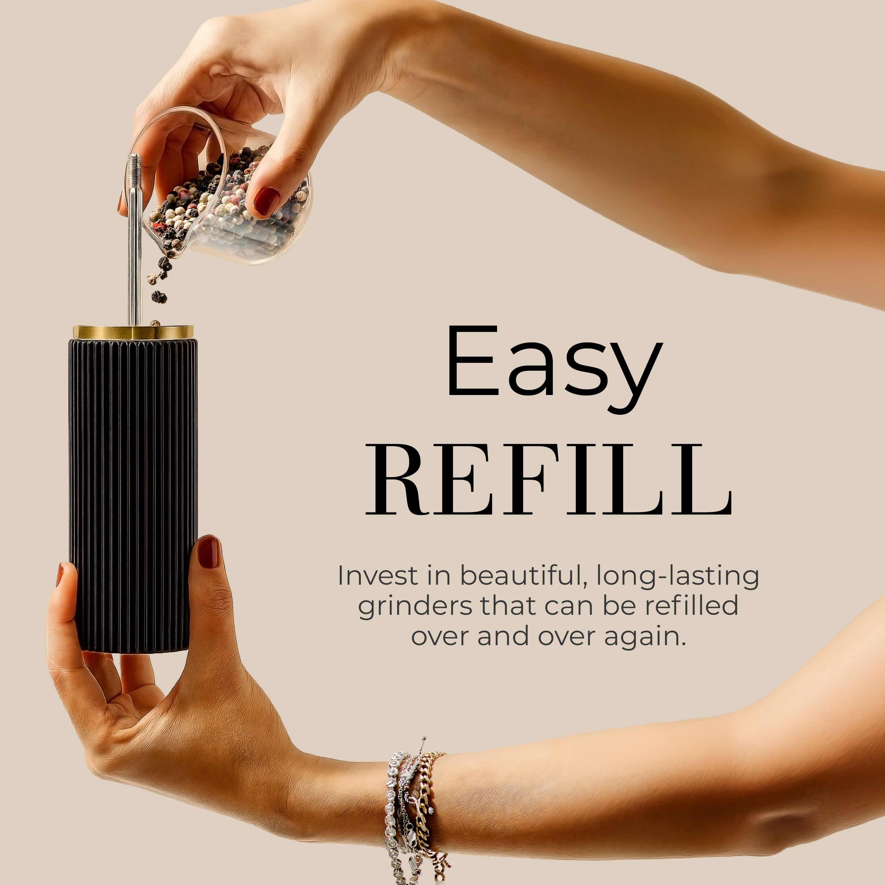 Acacia and Black Salt & Pepper Grinder