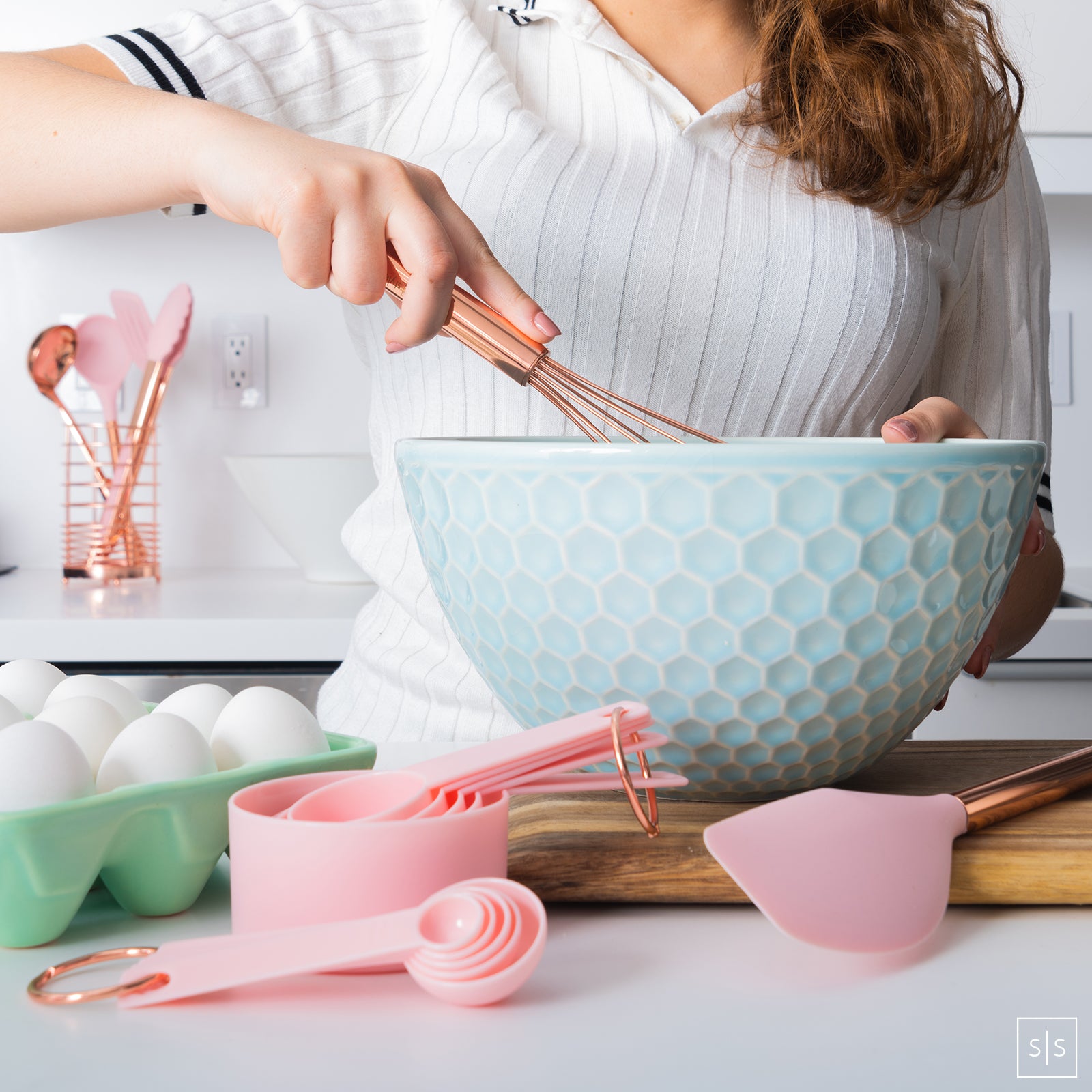 Pink and Copper 17PC Utensils with Holder