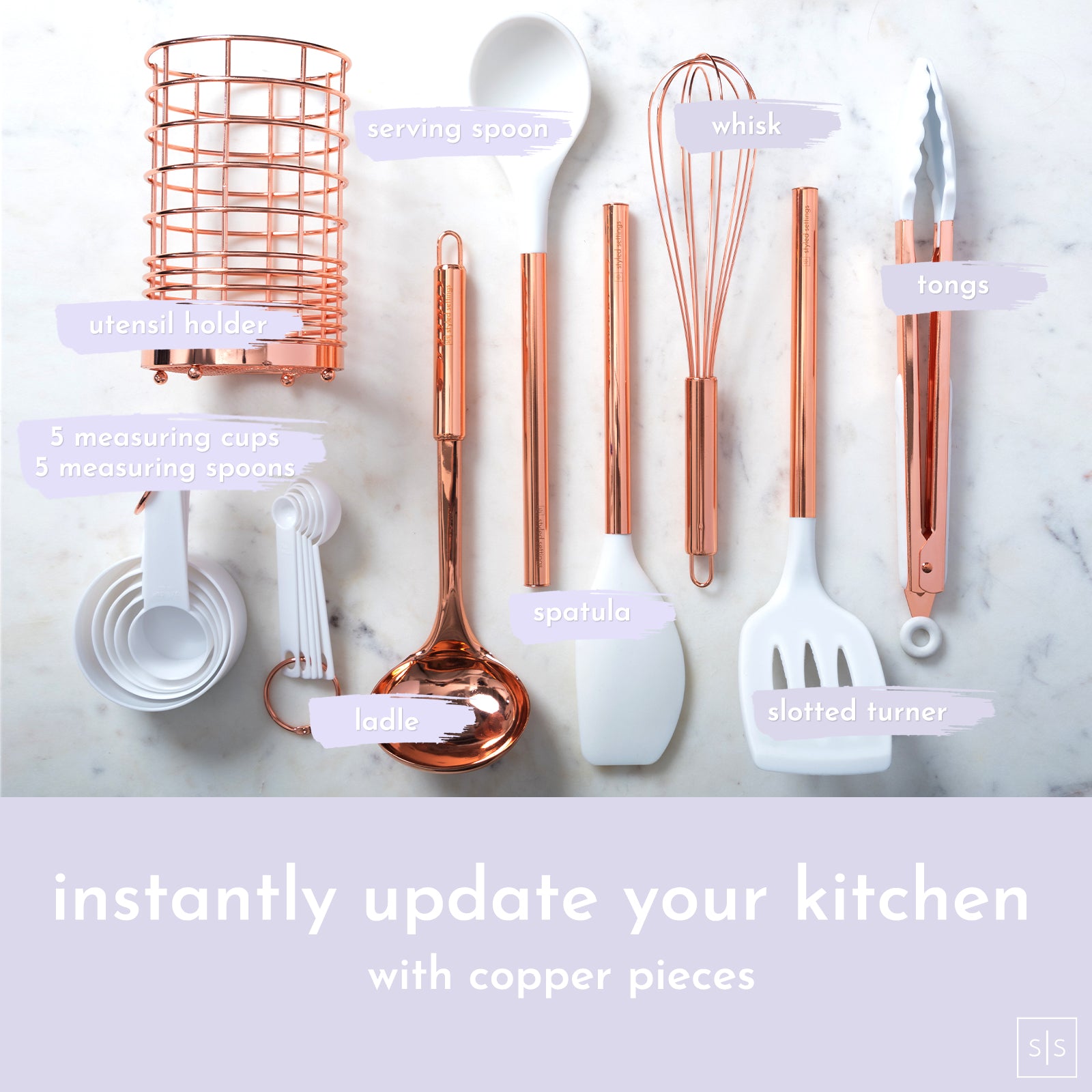 White & Copper 17 PC Silicone Set