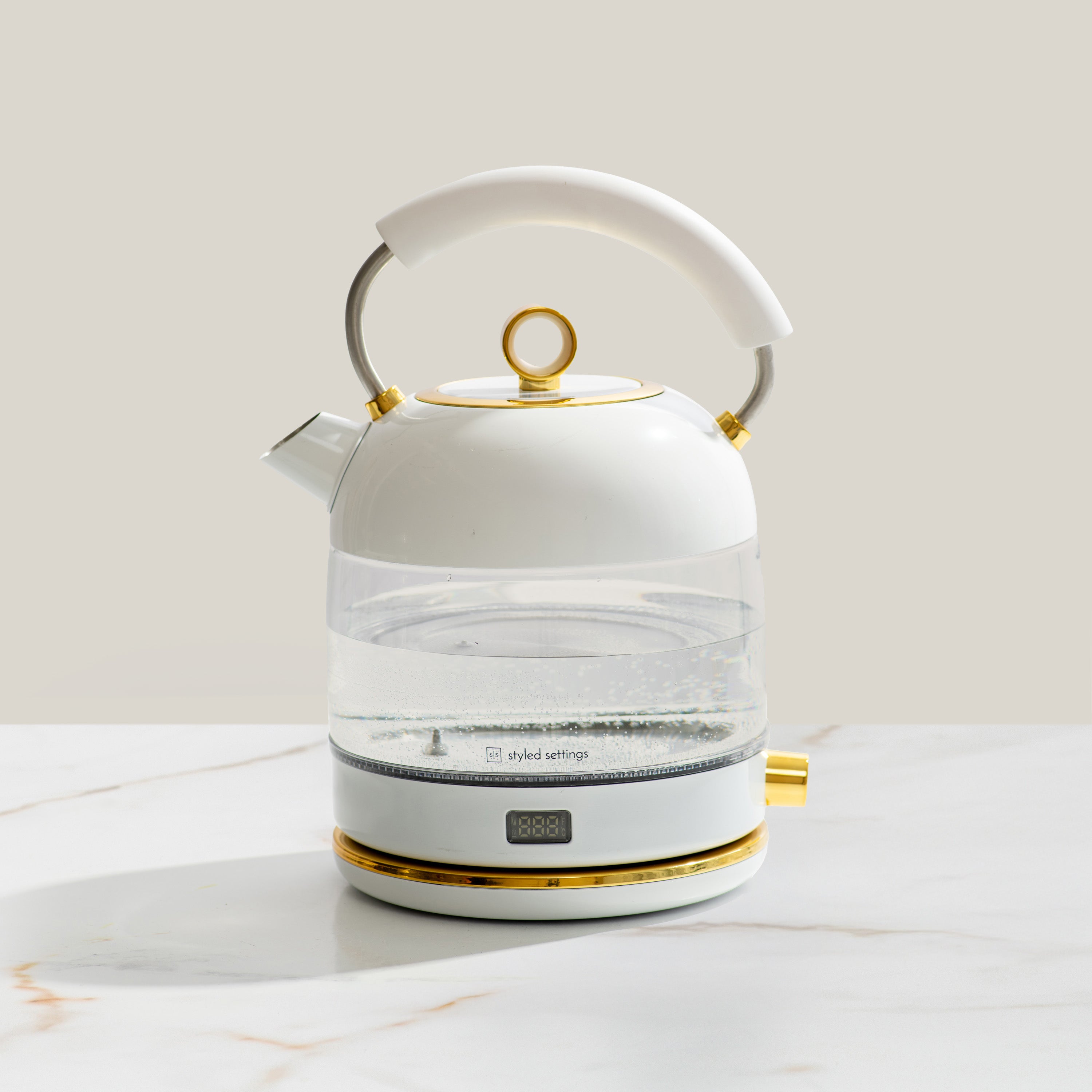 White and Gold Electric Kettle