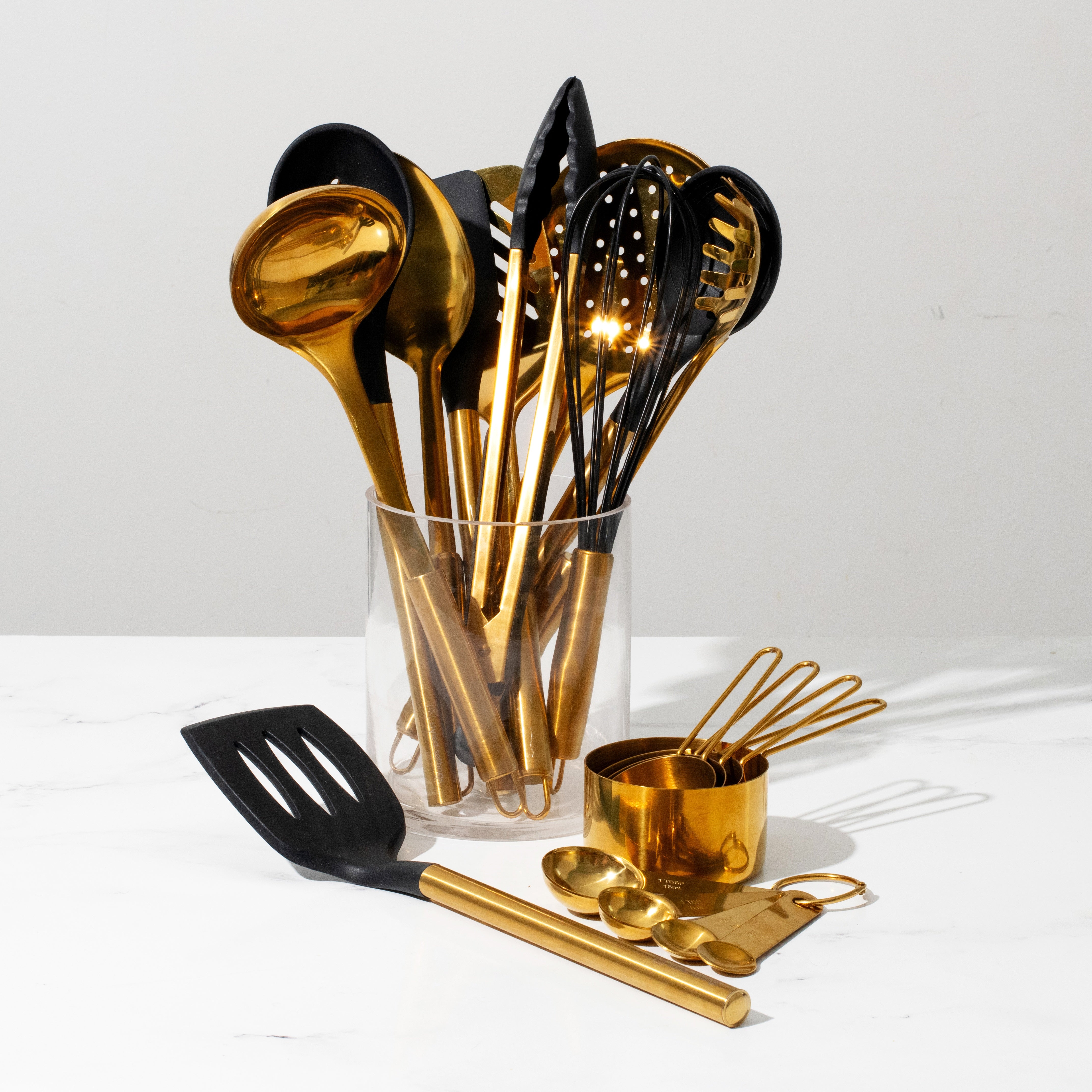 Black and Gold Complete Kitchen Utensils Set - Styled Settings