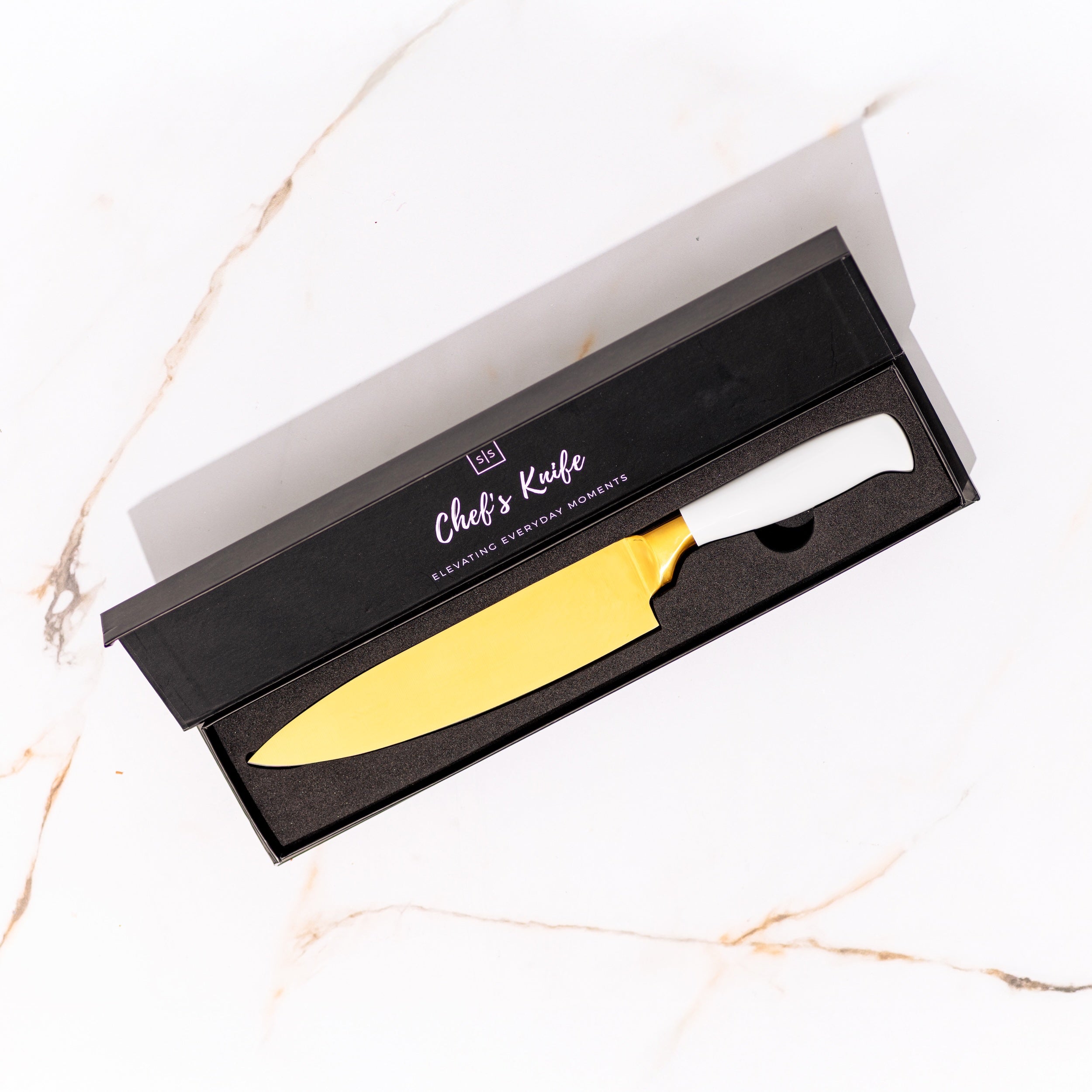 8” White and Gold Chef's Knife