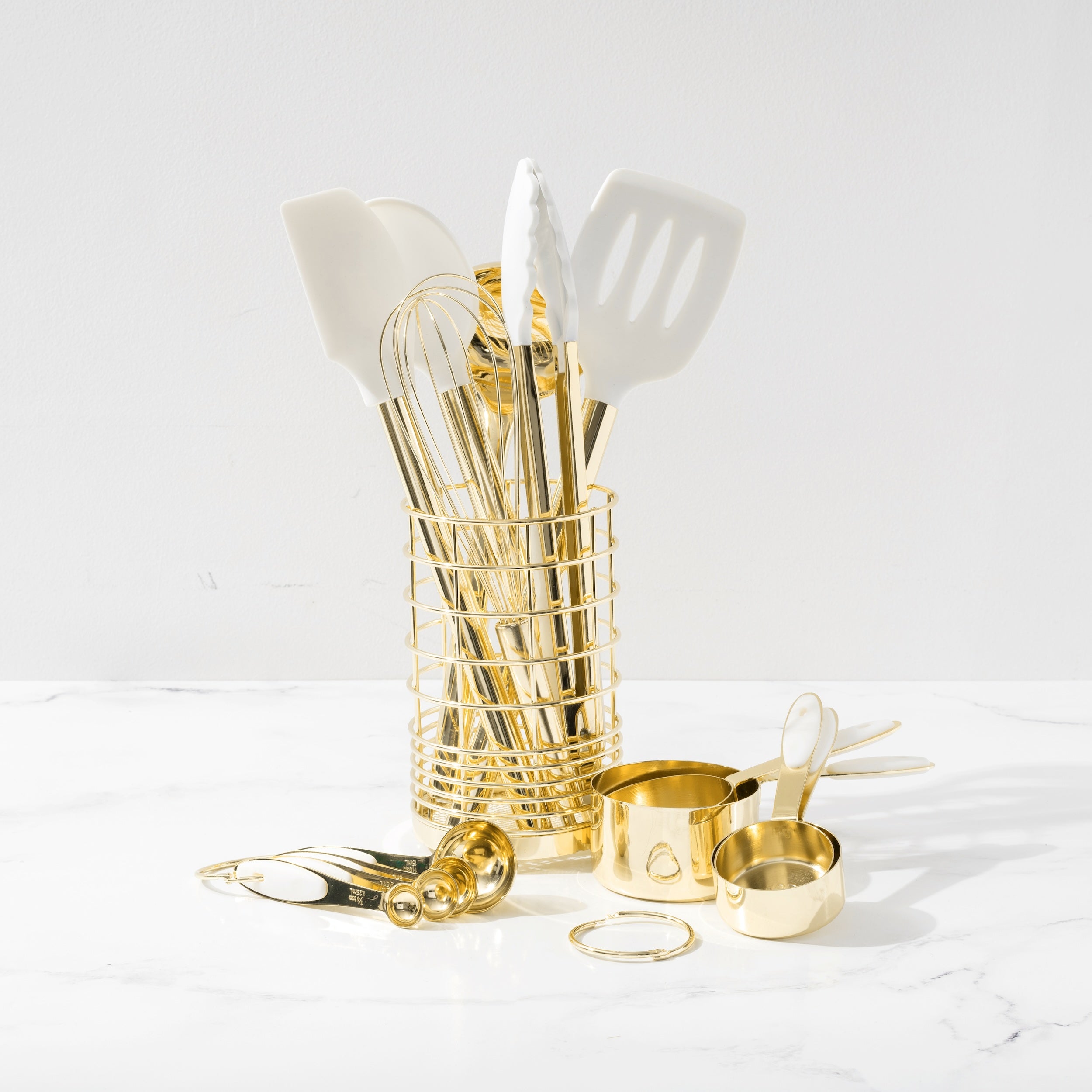 White and Light Gold Kitchen Utensils Duo - Styled Settings