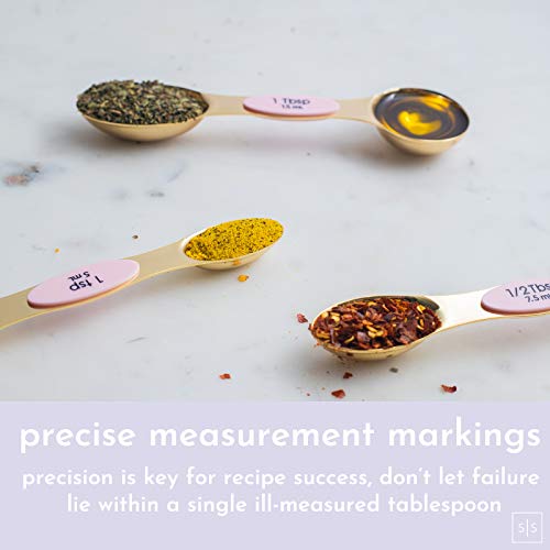 Pink and Gold Magnetic Measuring Spoons Set - Styled Settings