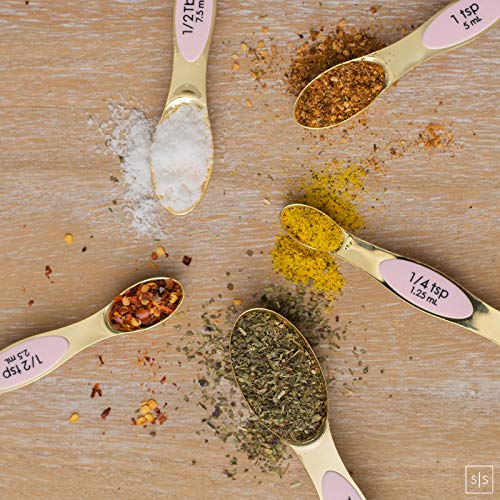 Pink and Gold Magnetic Measuring Spoons Set - Styled Settings