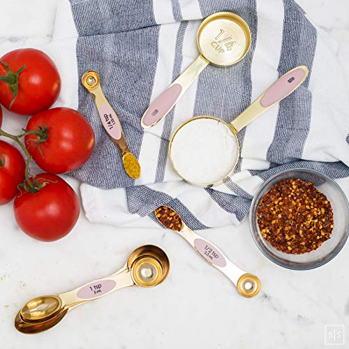 Pink and Gold Magnetic Measuring Spoons Set - Styled Settings