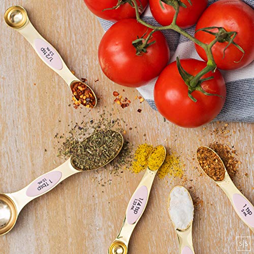 Pink and Gold Magnetic Measuring Spoons Set - Styled Settings