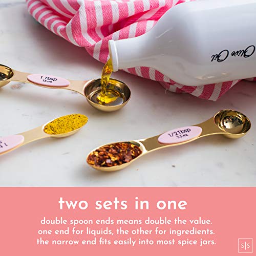 Pink and Gold Magnetic Measuring Spoons Set - Styled Settings