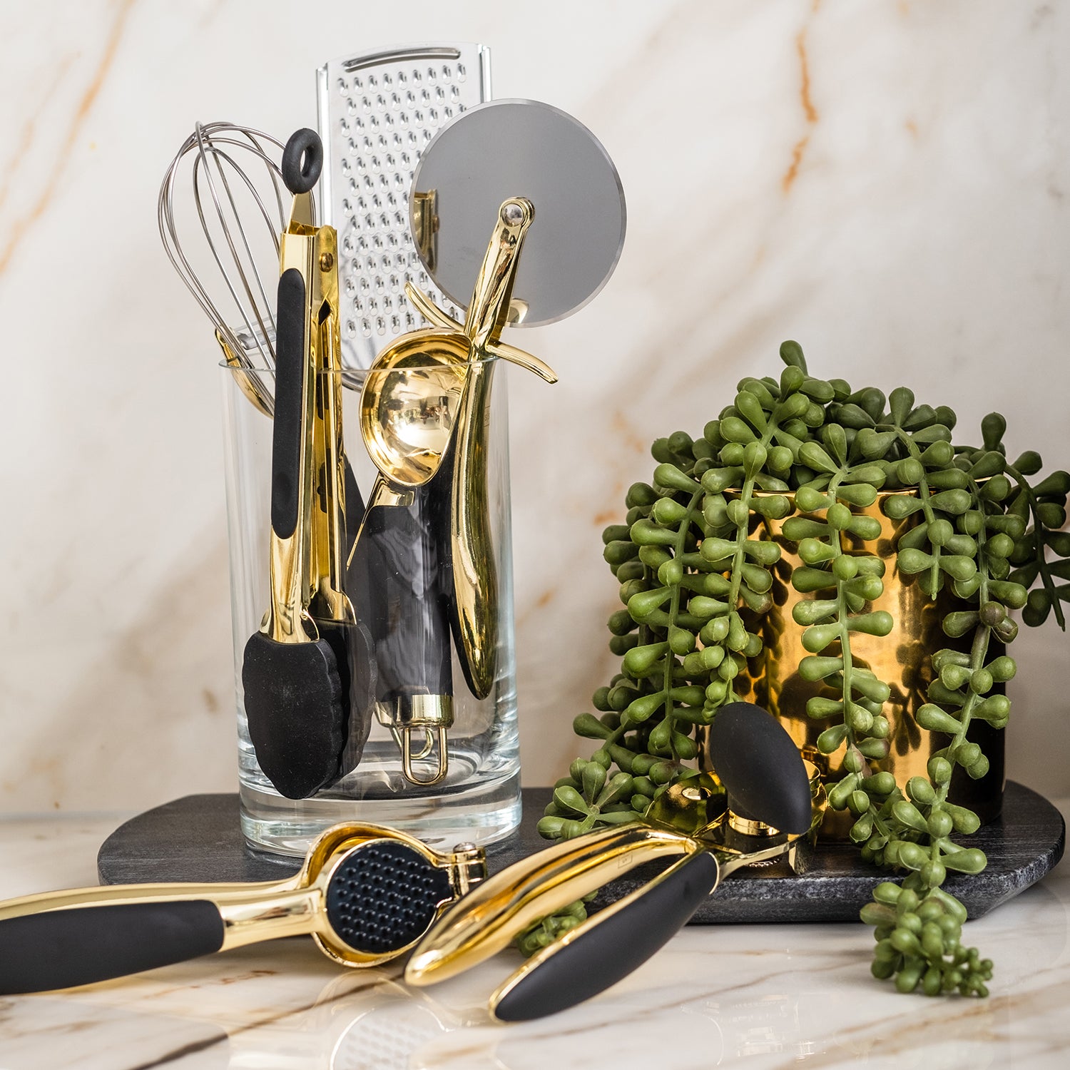White & Gold Kitchen Tools and Gadgets - Luxe 8PC Cooking Tools