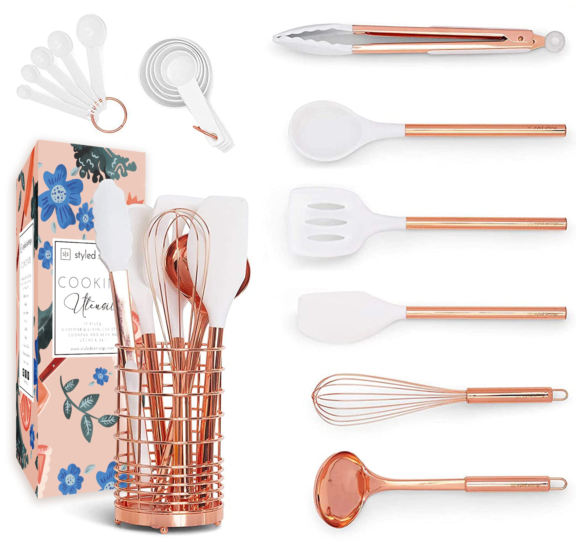 White & Copper 17 PC Silicone Set