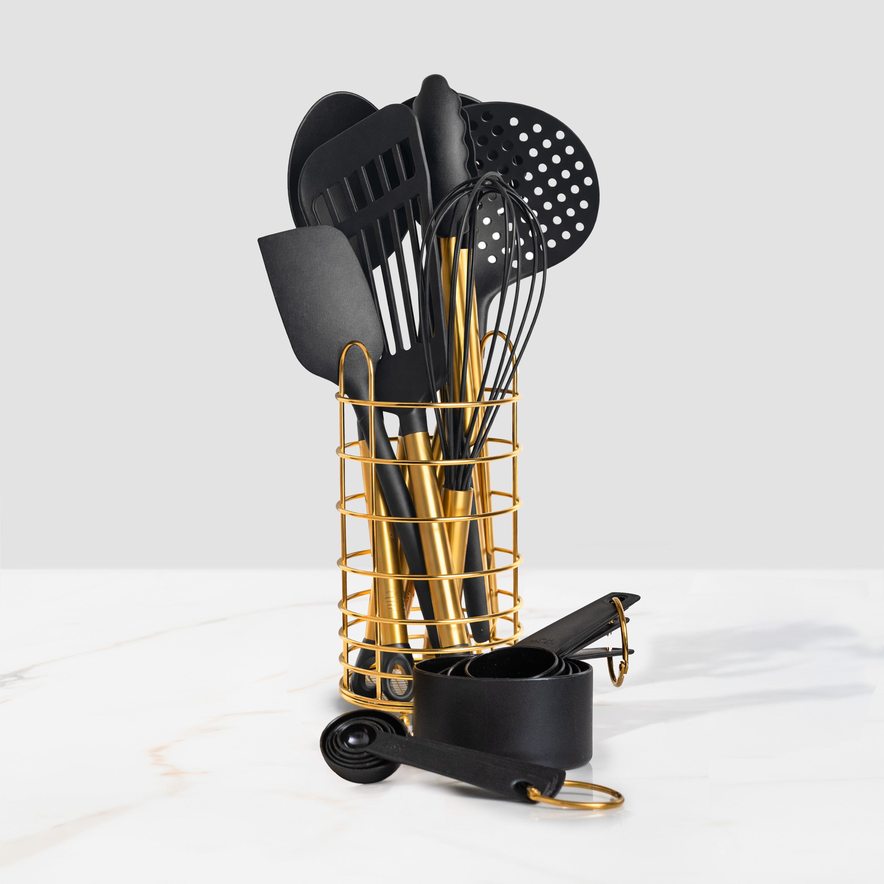 Black and Gold Nylon Kitchen Utensils Set