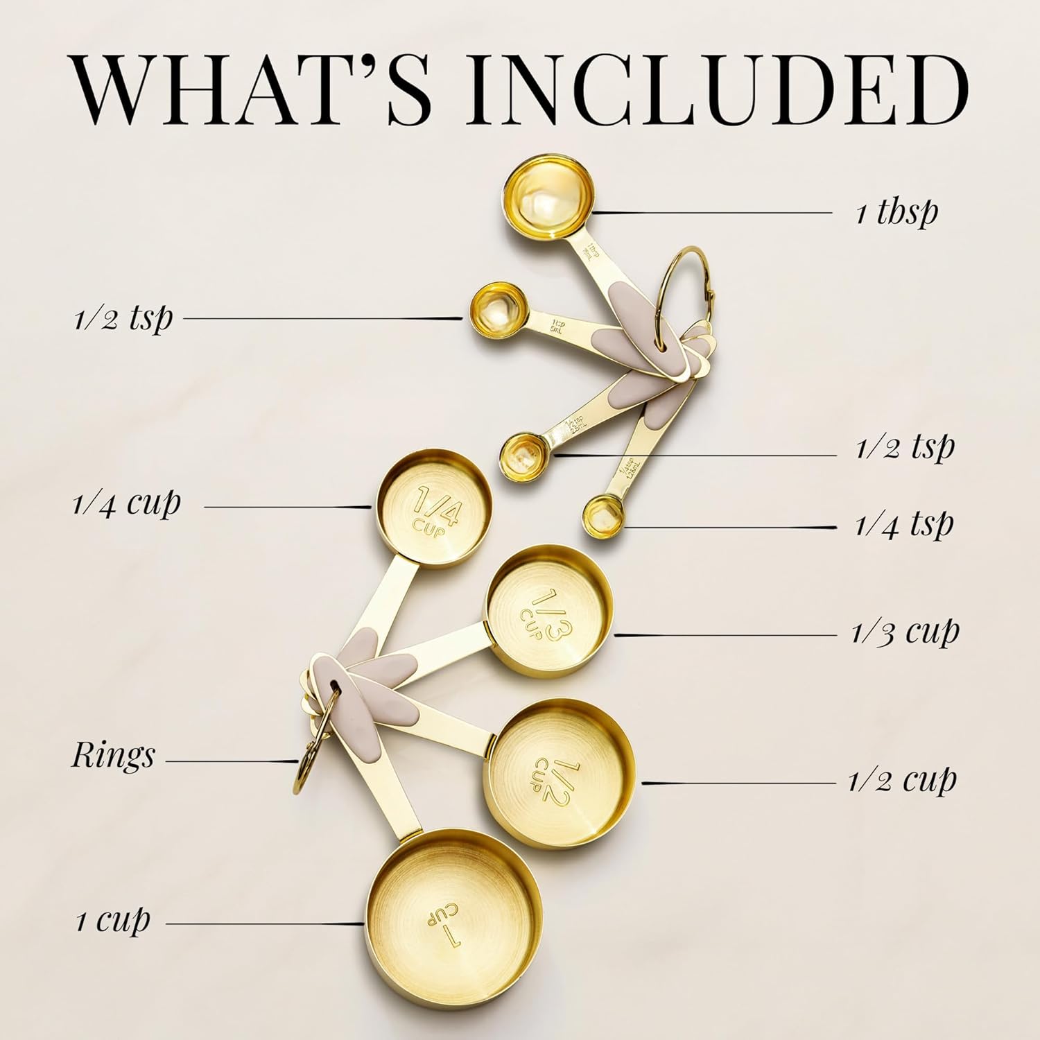 Beige and Light Gold Measuring Cups and Spoons Set