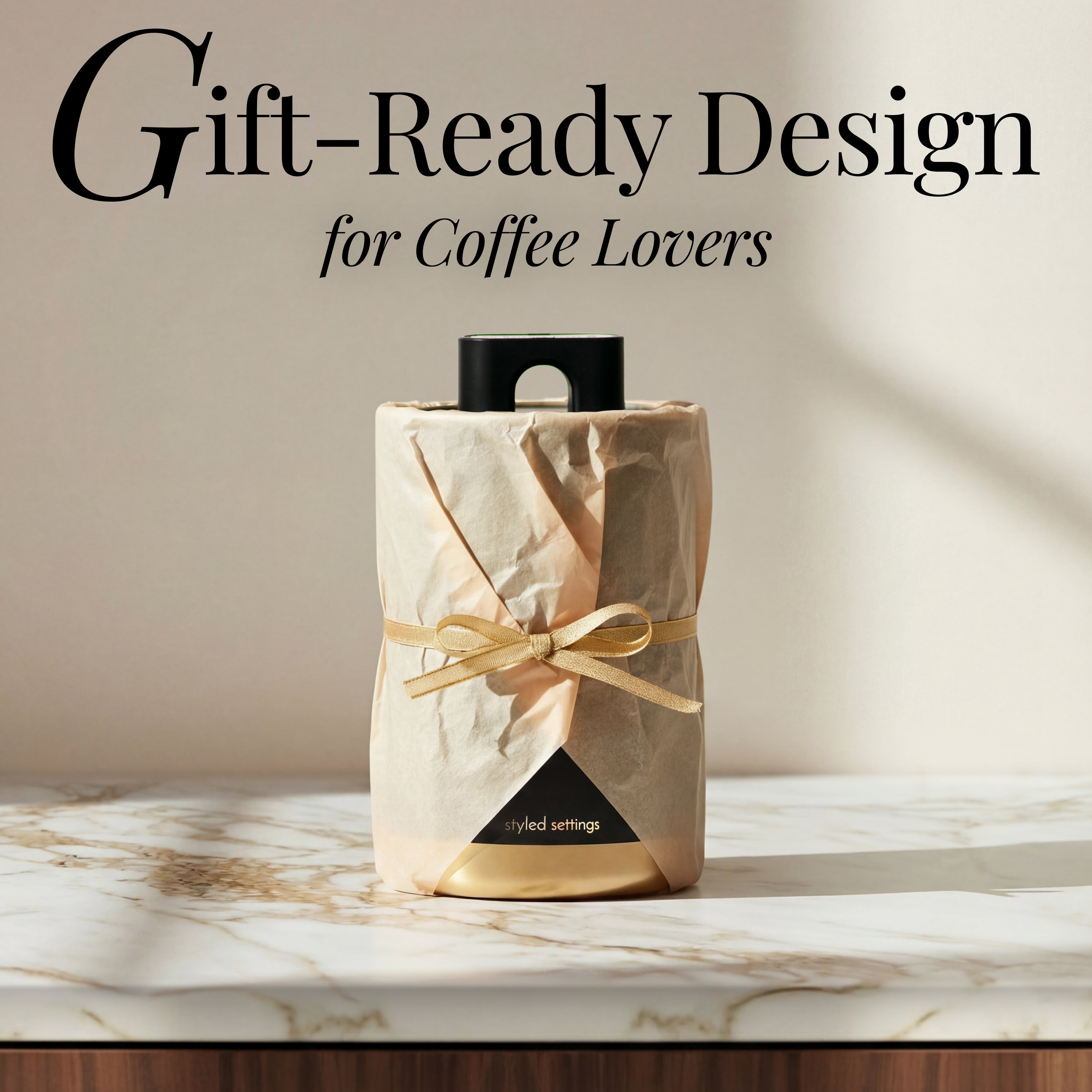 Black and Gold Coffee Canisters (Set of 2)