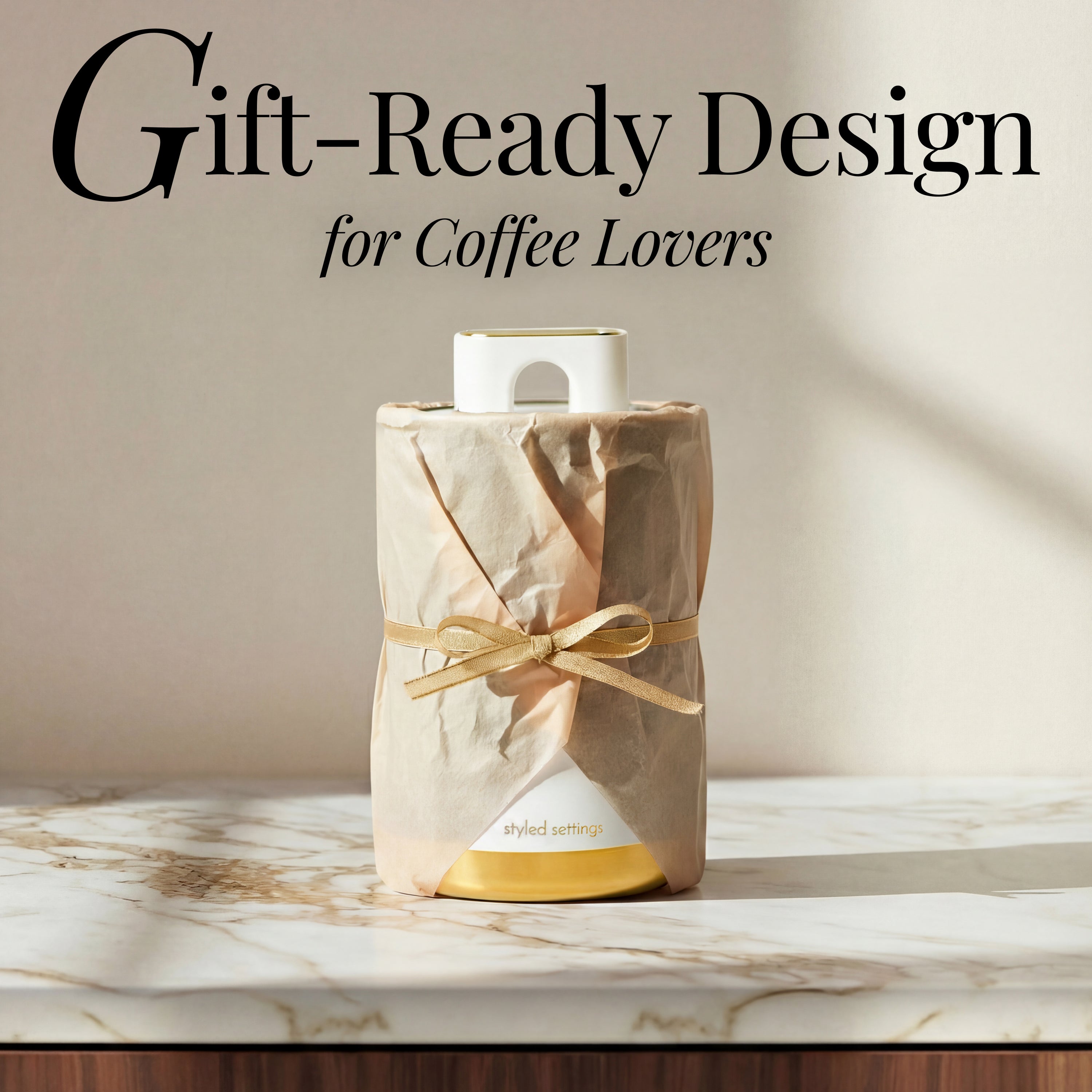 White and Gold Coffee Canister