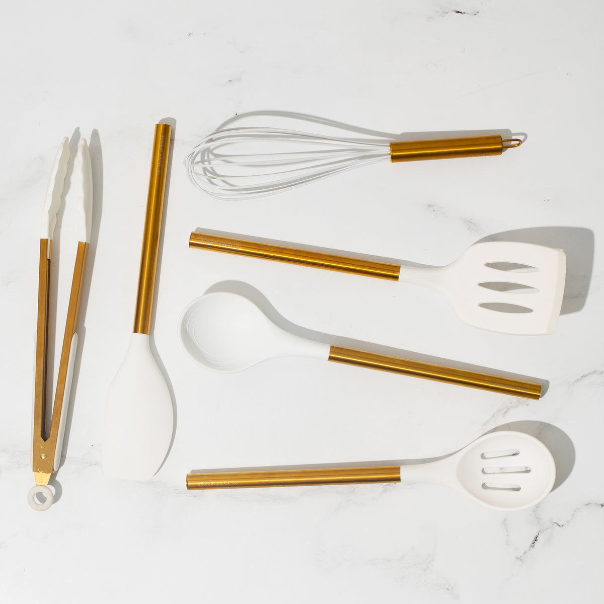 Styled Settings White and Rose Gold Cooking Utensils Set with