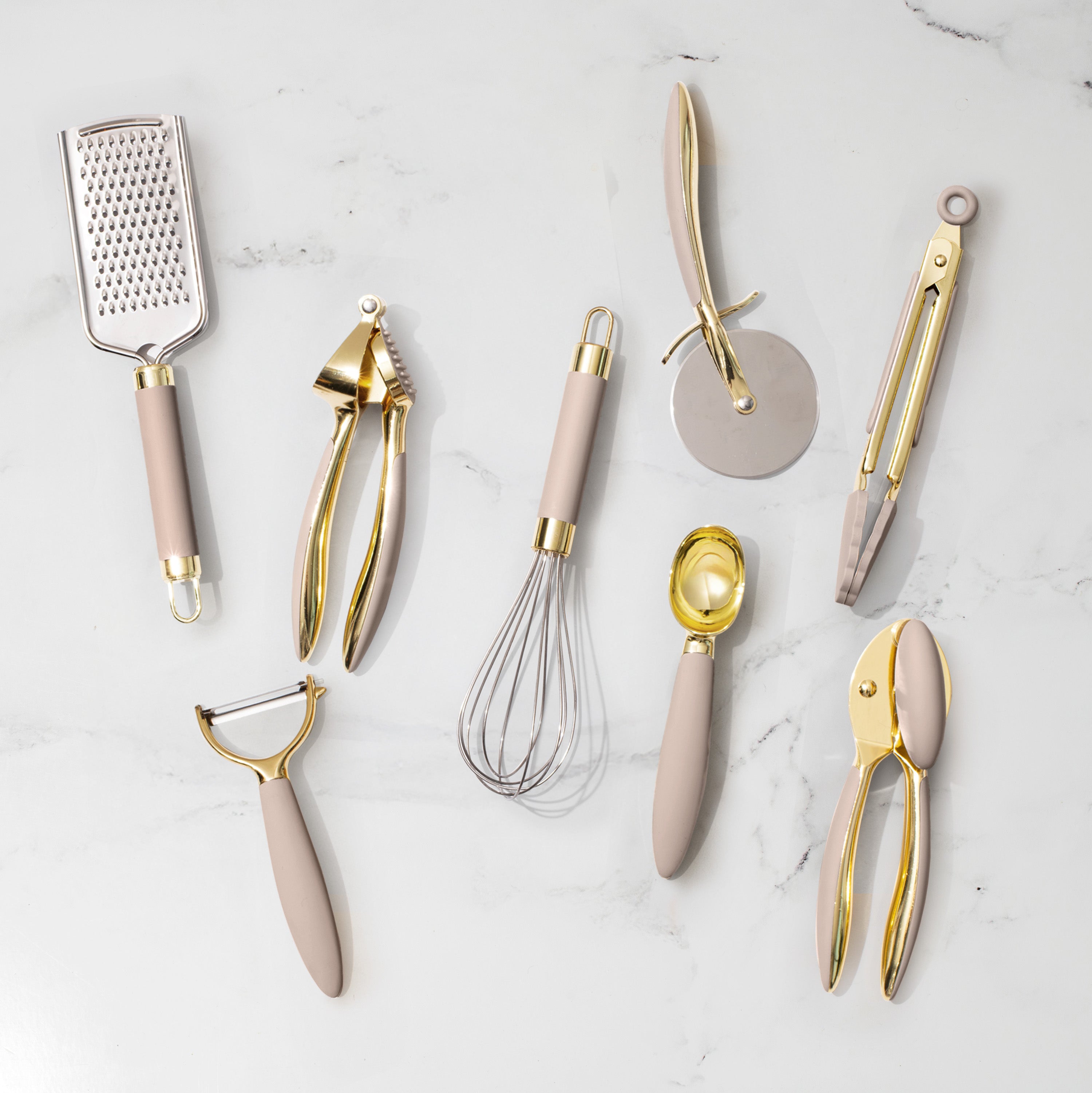 Beige and Gold Tool Set