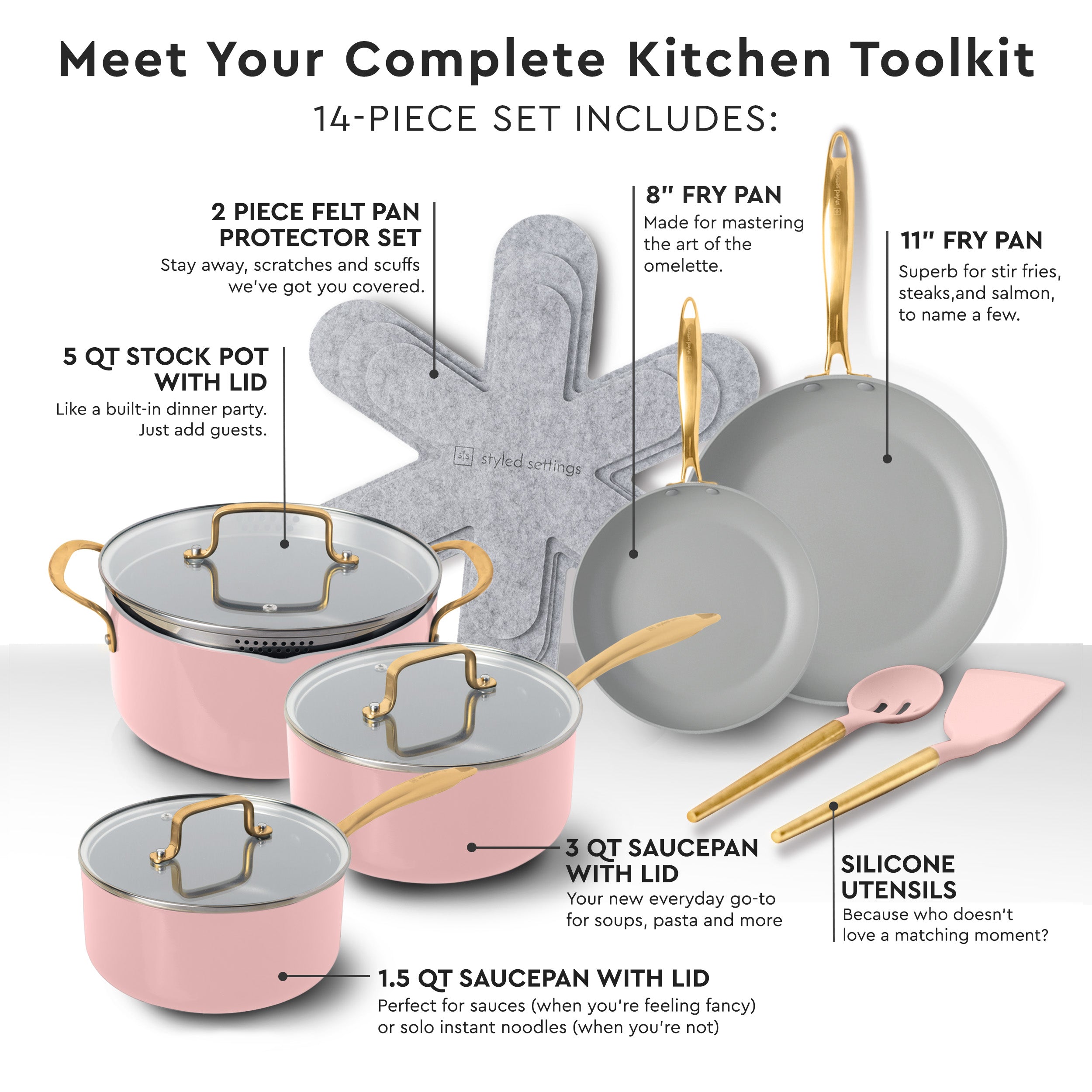  Silicone Kitchenware Kitchen Five-piece Set Pot