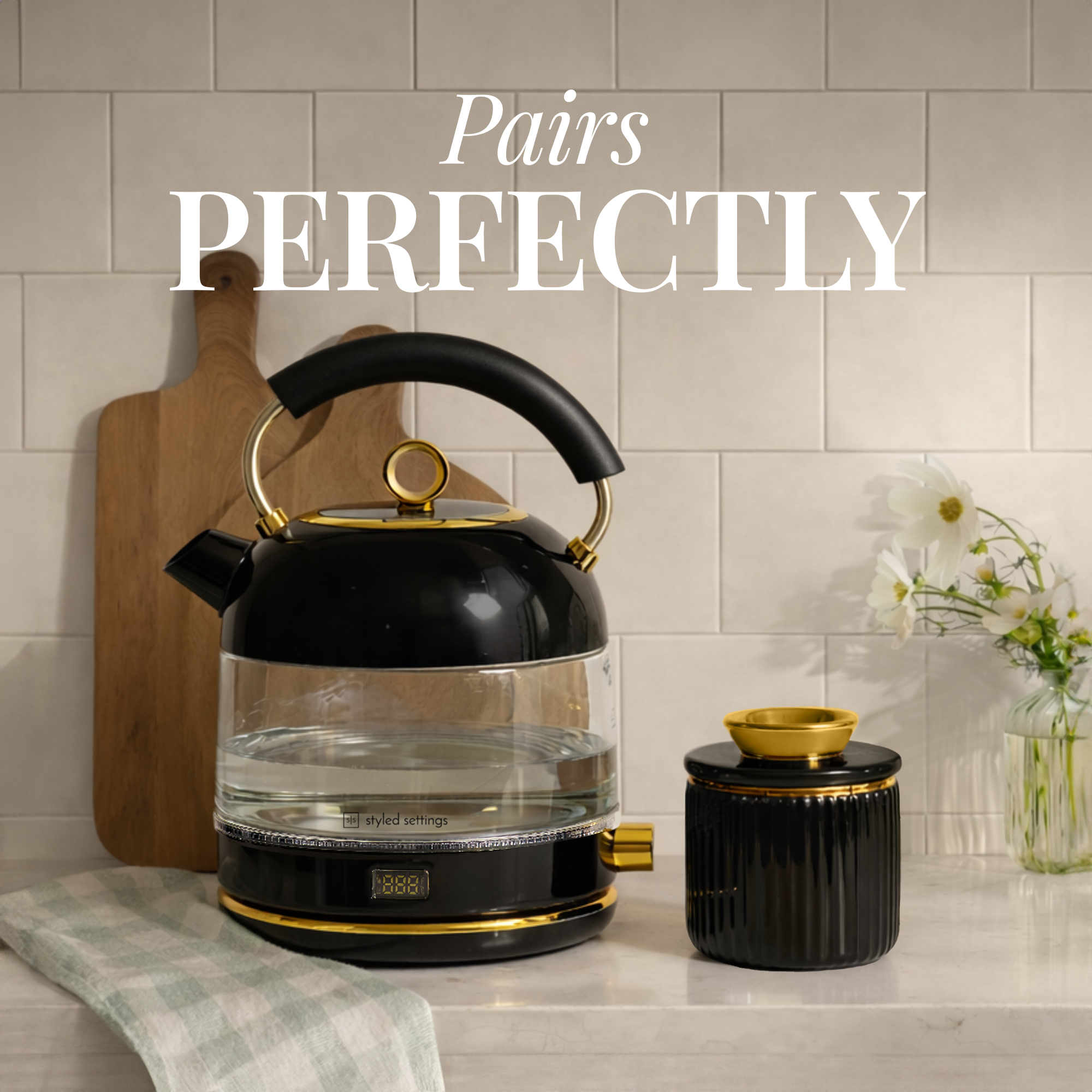 Black and Gold French Butter Crock