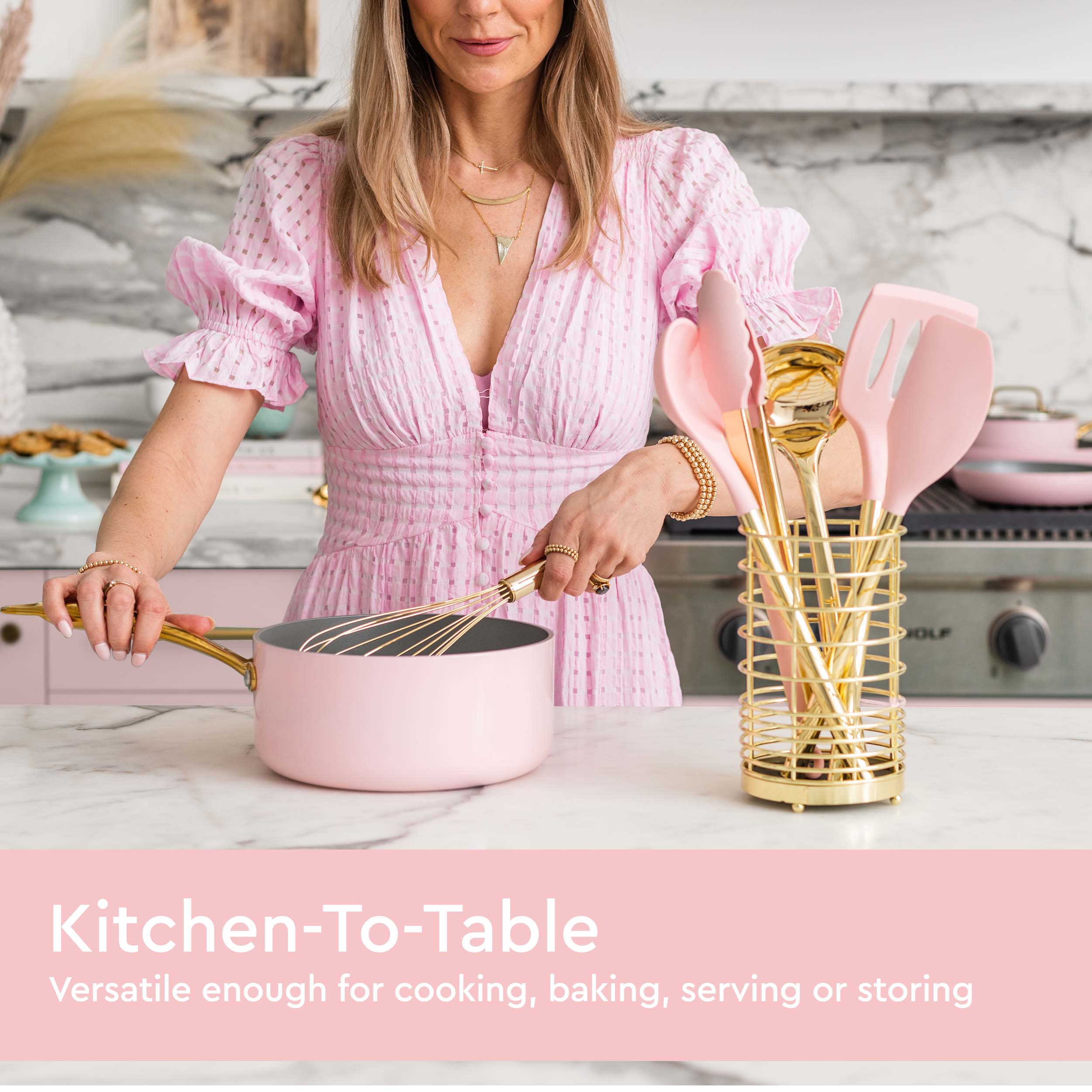 Pink and Gold Plated 17PC Silicone Utensils