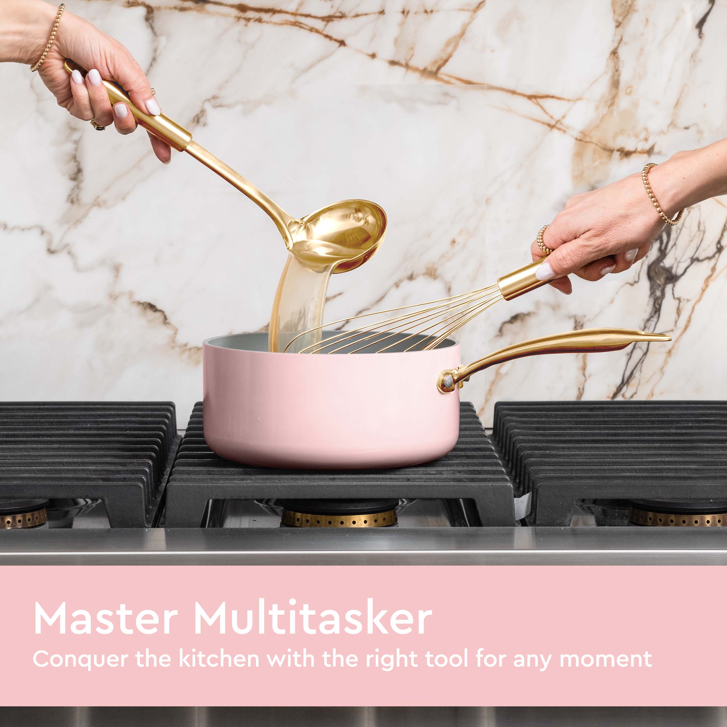 Pink and Gold Plated 17PC Silicone Utensils