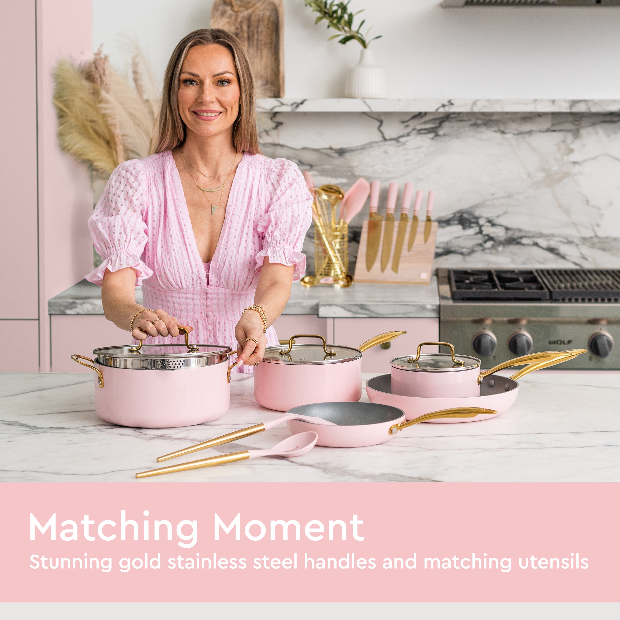 Pink and Gold Plated 17PC Silicone Utensils