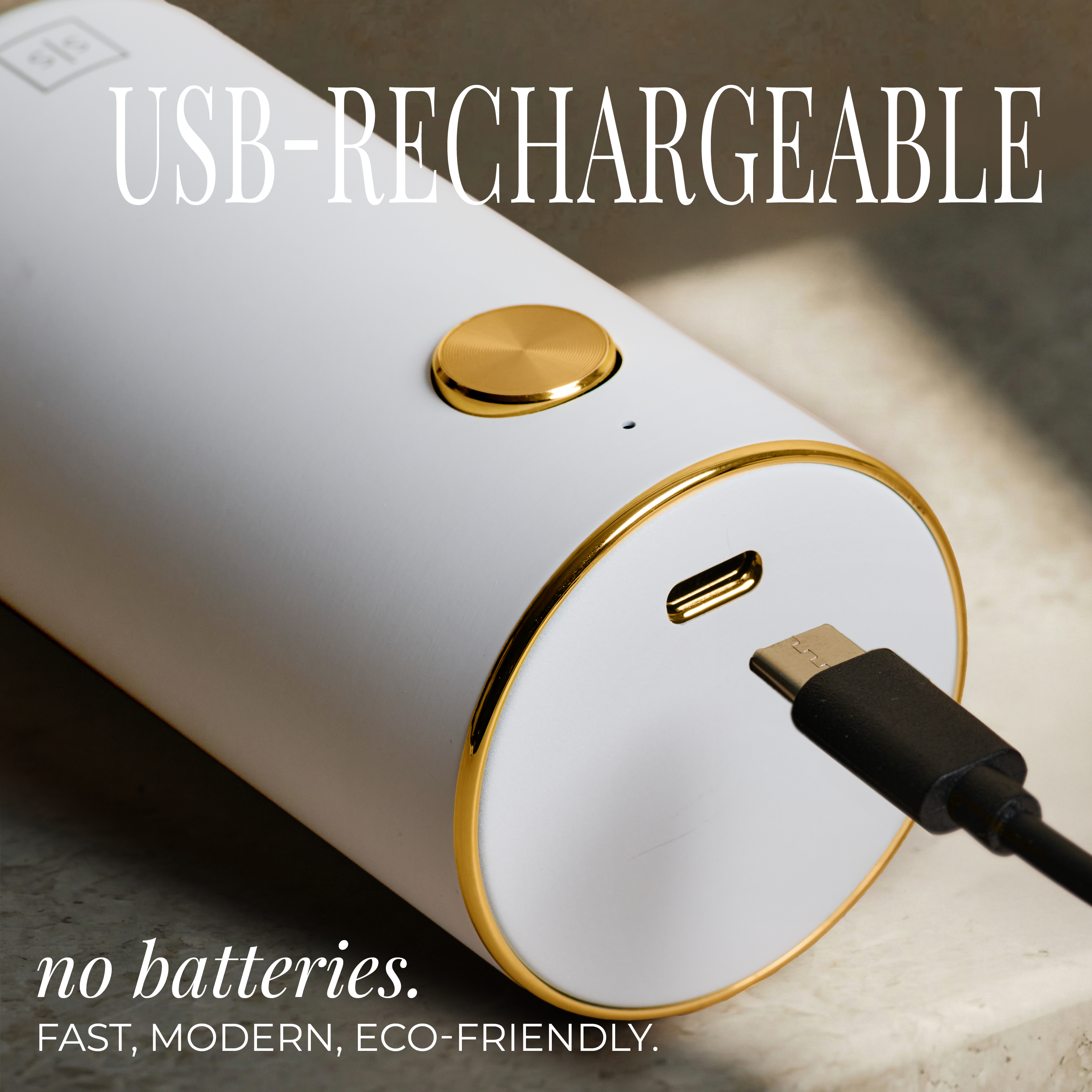 Rechargeable Electric Salt and Pepper Grinder Set – White Stainless Steel, USB-C, Adjustable Coarseness, LED Light