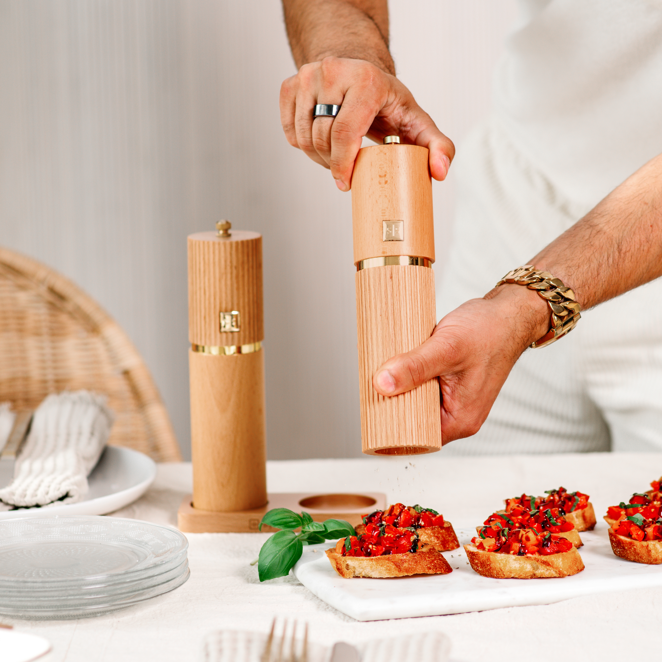 Beech Wood Salt and Pepper Mill Set