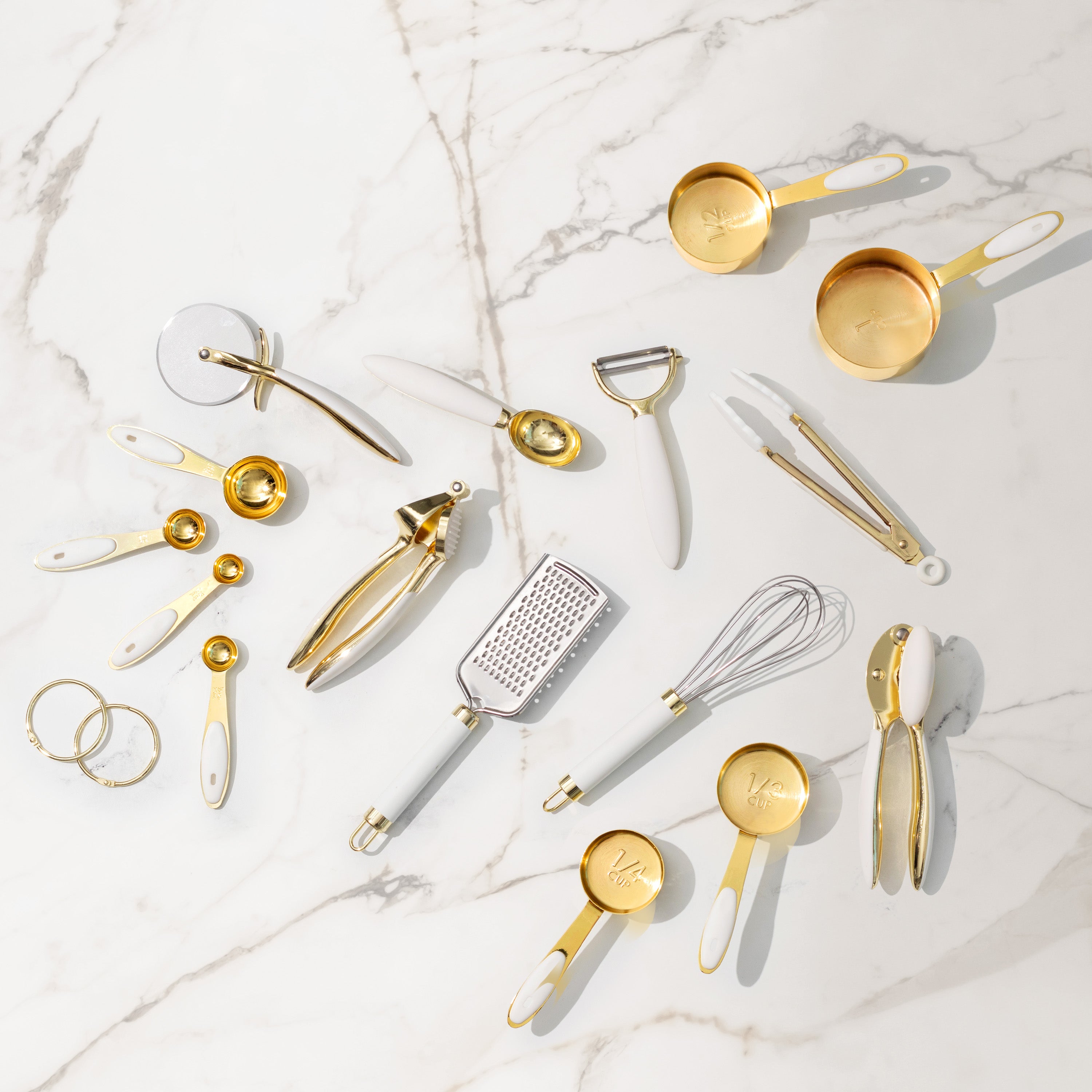 White and Gold Kitchen Tools Set - Styled Settings