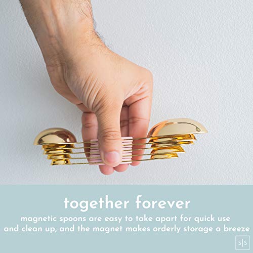 Pink and Gold Magnetic Measuring Spoons Set - Styled Settings
