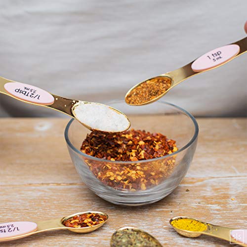 Pink and Gold Magnetic Measuring Spoons Set - Styled Settings
