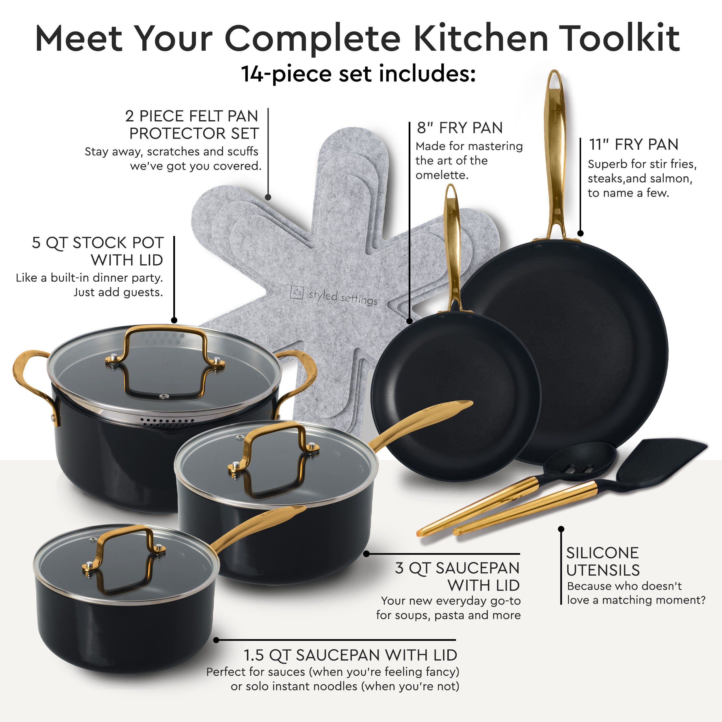 Silicone Kitchen Utensils Set Non-stick Cookware Compatible