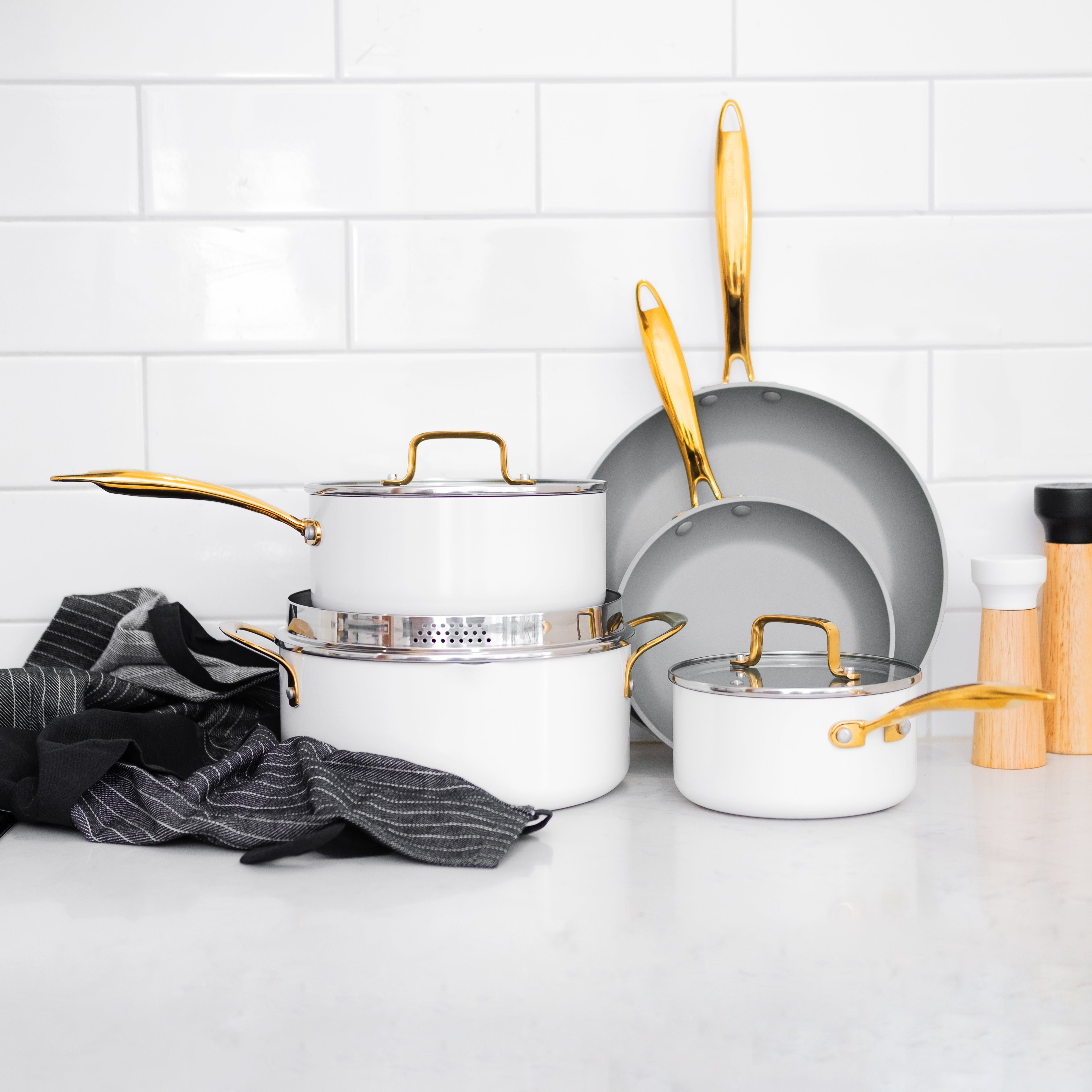 Styled Settings Black and Gold Nonstick Stainless Steel Pots and